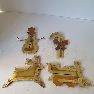 Holiday Metal Magnet Set with Reindeer, Snowman, Candy Cane &Train Artist Signed